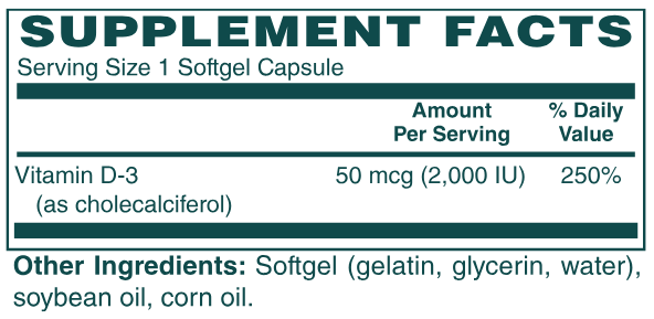 Vitamin D3 2,000 IU (Included in Bundle)
